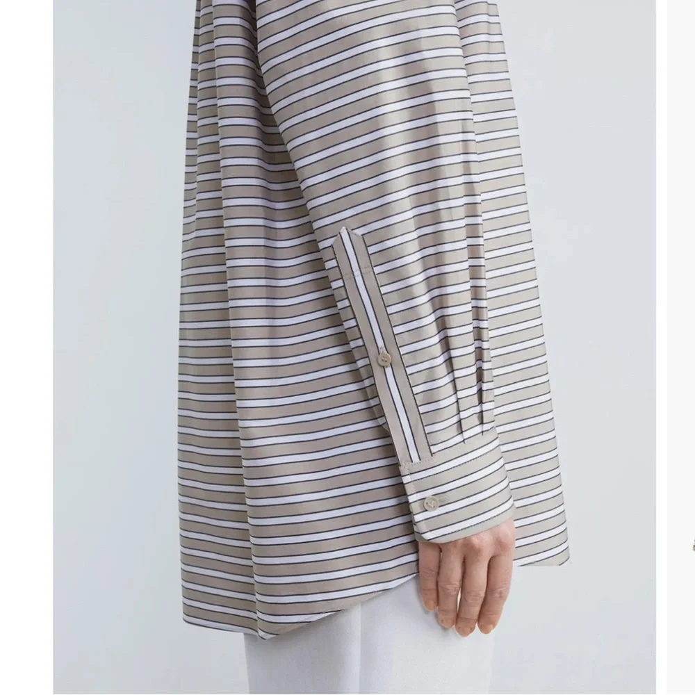 NWT Lafayette 148 New York Oversize Stripe Cotton Button-Up Shirt - Picture 5 of 16